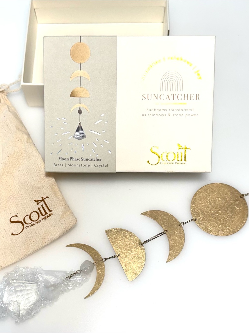 Scout Gold-Tone Moon Phase Suncatcher with Crystal Drop